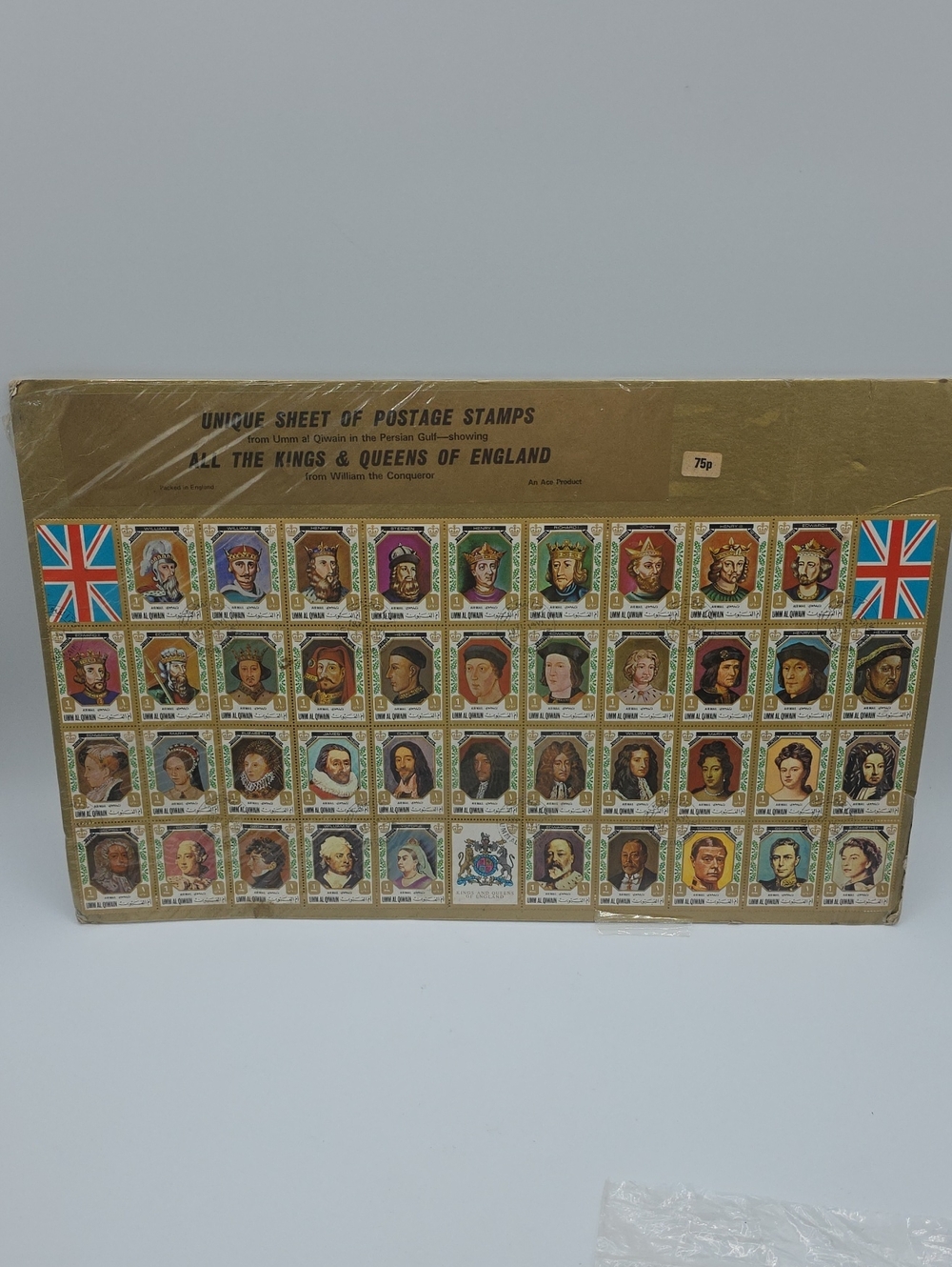 UMM AL QIWAIN 1971 King & Queens of England 44 Stamp Sheet Vintage
